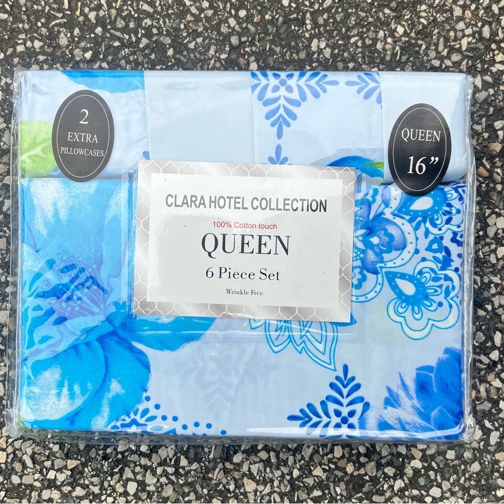 Hotel Collection Blue Sheets Queen Set - Picture 2 of 11